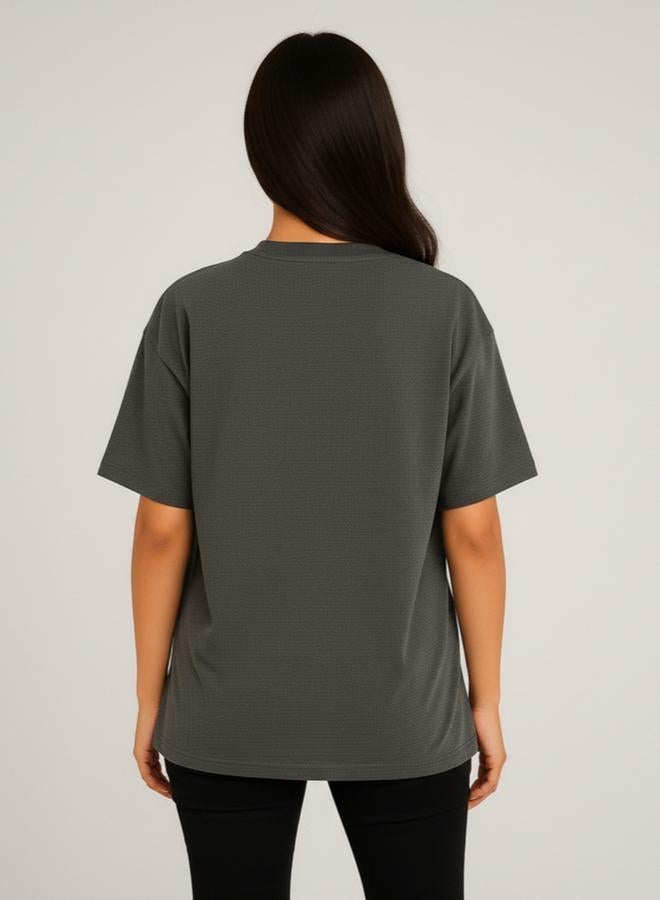 PAUSE Women Grey Graphic Print T-Shirt - Image 2